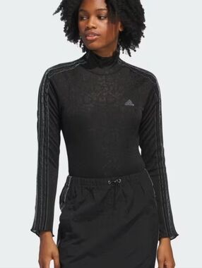 Adidas Black Lace Long-Sleeve Bodysuit